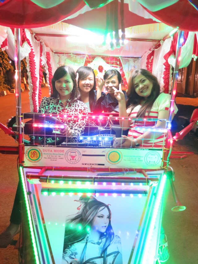 Self-drive disco carts at the Alun Alun