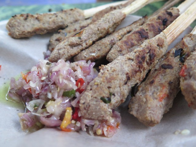 Sate lilit ikan with sambal matah, Nusa Ceningan, Bali.