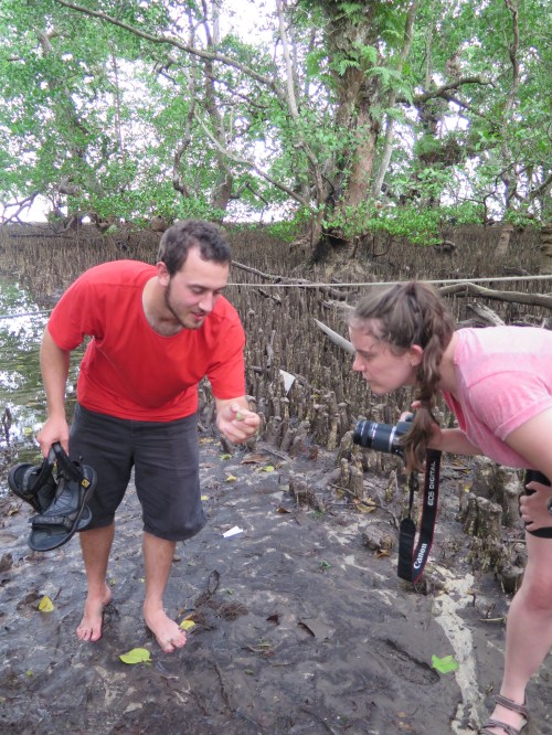 Andrej and Ruby examine a hermit crab. Love and miss you guys!